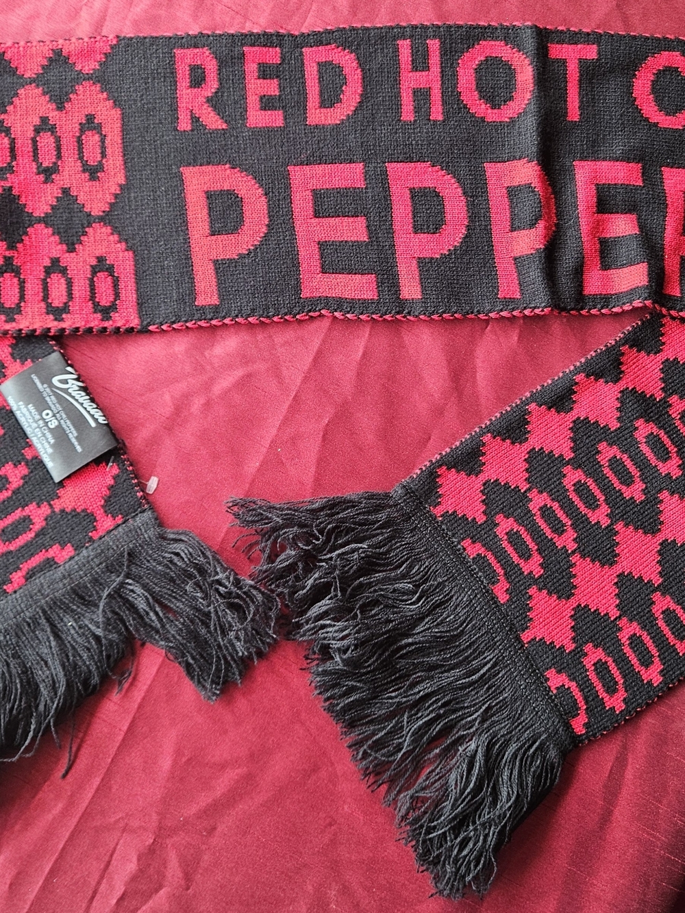 Bravado Red and Black 'Red Hot Chili Peppers' Knit Scarf